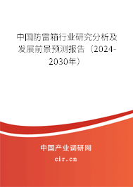 中國防雷箱行業(yè)研究分析及發(fā)展前景預(yù)測報告（2024-2030年）