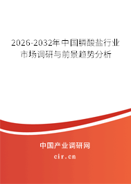 2026-2032年中國膦酸鹽行業(yè)市場調研與前景趨勢分析