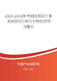 2025-2031年中國鹽酸鹽行業(yè)發(fā)展研究分析與市場前景預(yù)測報(bào)告