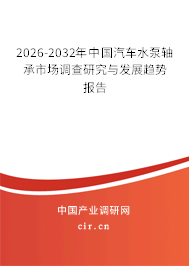 2026-2032年中國汽車水泵軸承市場調(diào)查研究與發(fā)展趨勢報(bào)告