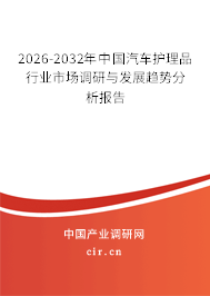 2026-2032年中國汽車護(hù)理品行業(yè)市場調(diào)研與發(fā)展趨勢分析報告