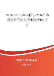 2026-2032年中國LiPF6市場調(diào)查研究與前景趨勢預(yù)測報告
