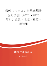 微粉ワックスの世界市場狀況と予測（2020～2026年）：企業(yè)·地域·種類·用途別